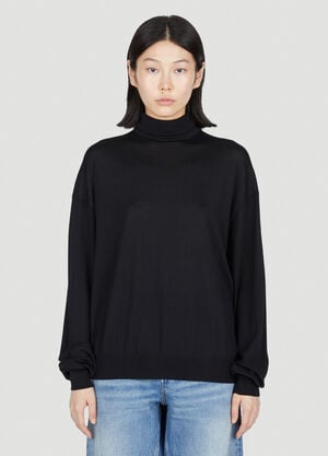 Saint Laurent Semi Sheer Turtleneck Sweater Black sla0253029
