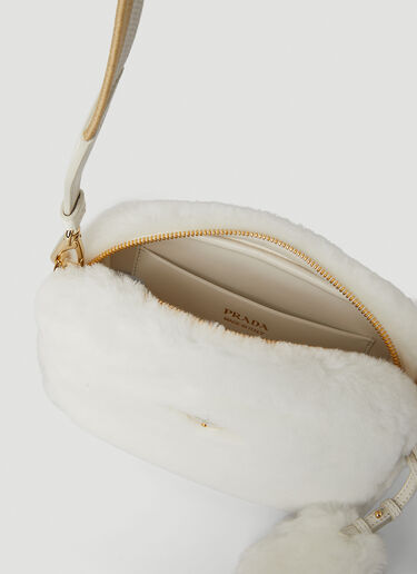 Prada Shearling Shoulder Bag White pra0251020