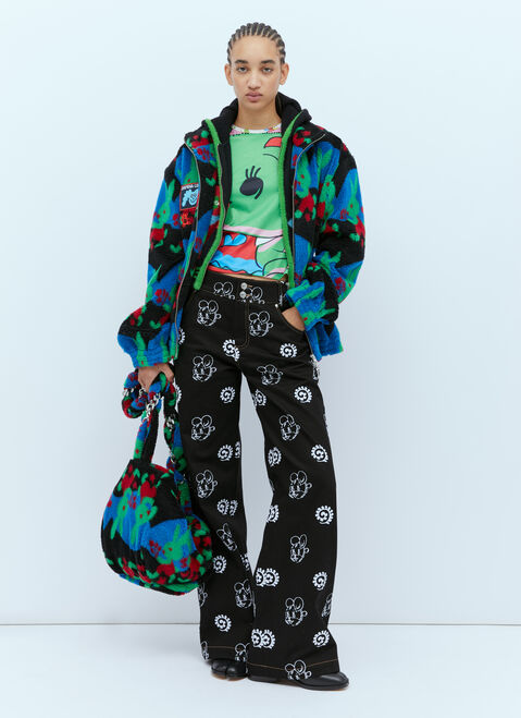Chopova Lowena Bunny Soft-Fleece Jacket Black cho0254006