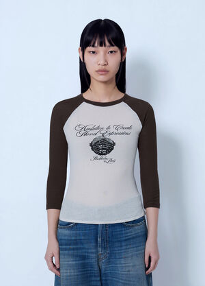 Acne Studios Raglan Sleeve Graphic T-Shirt Brown acn0265074