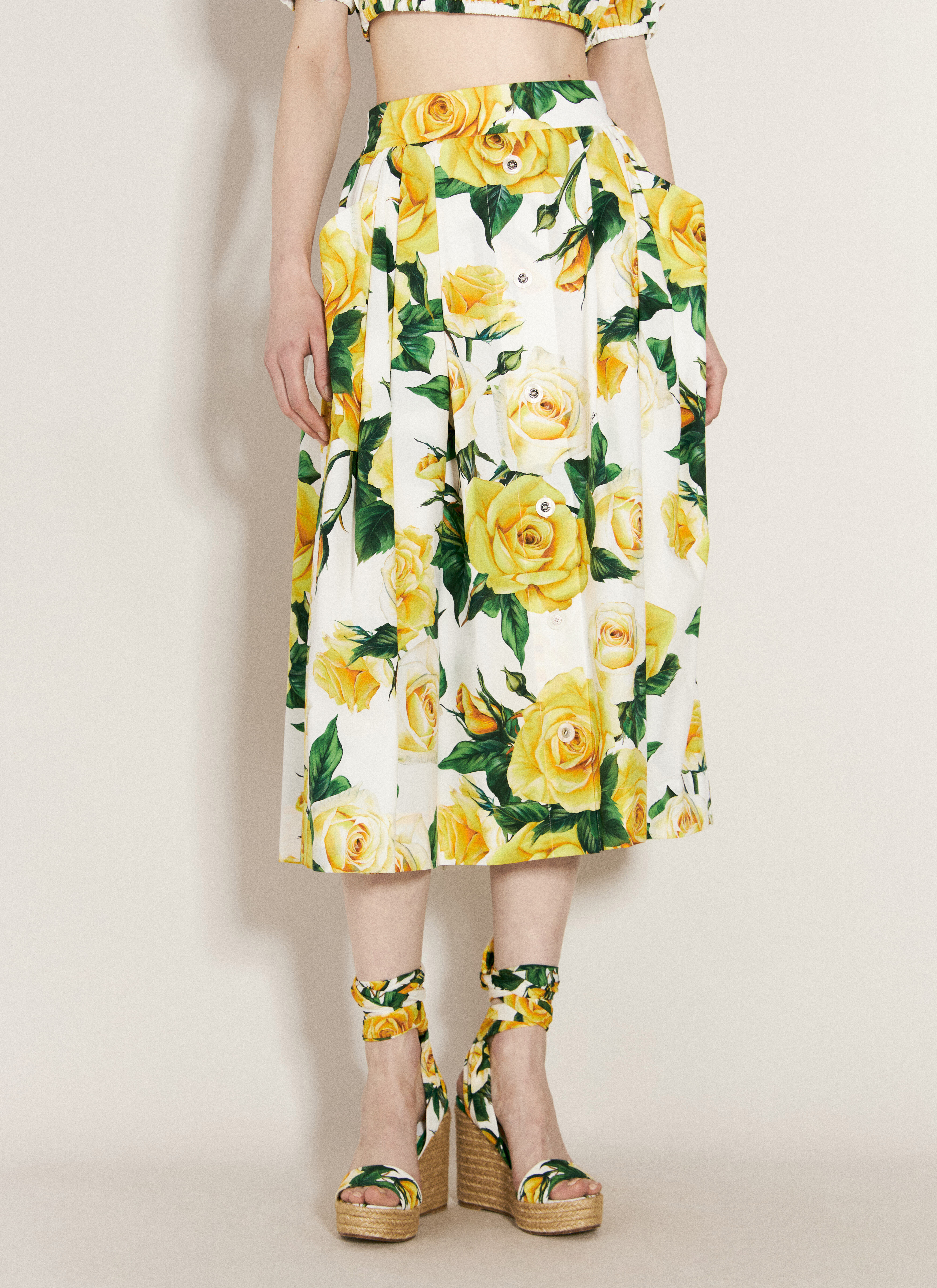 Dolce & Gabbana Circle Midi Skirt Yellow dol0255015