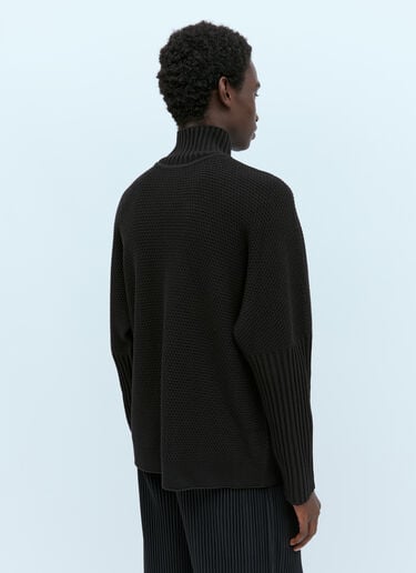 Homme Plissé Issey Miyake High Neck Rustic Knit Sweater Black hmp0154003