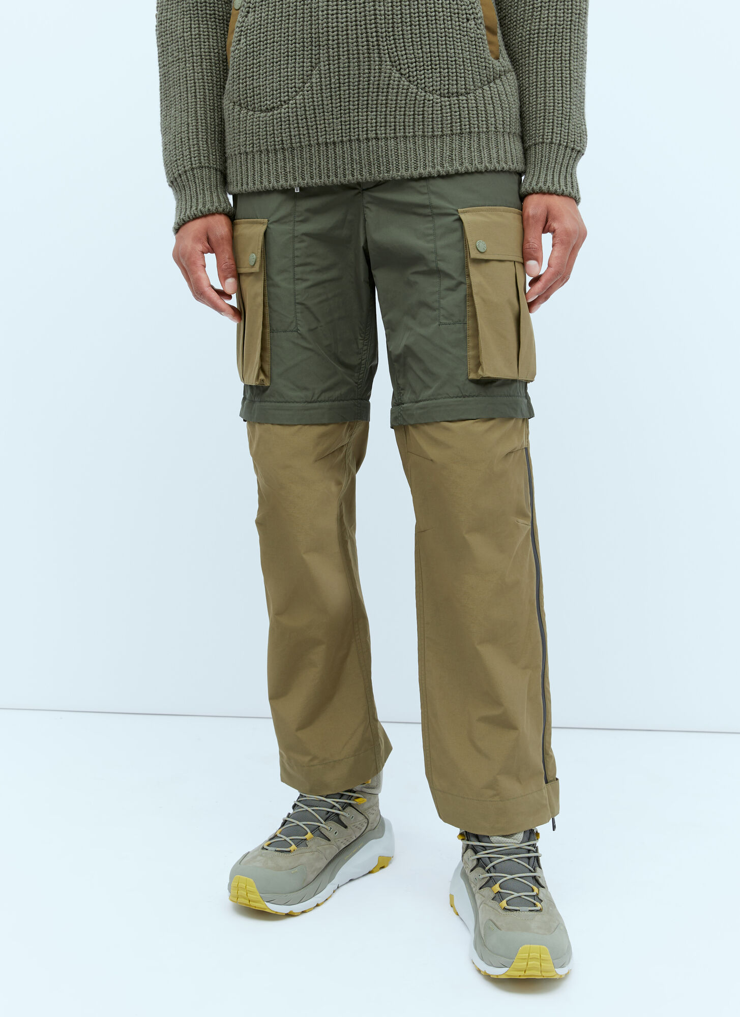 Shop Moncler Pharrell Williams Adjustable Length Technical Pants In Green