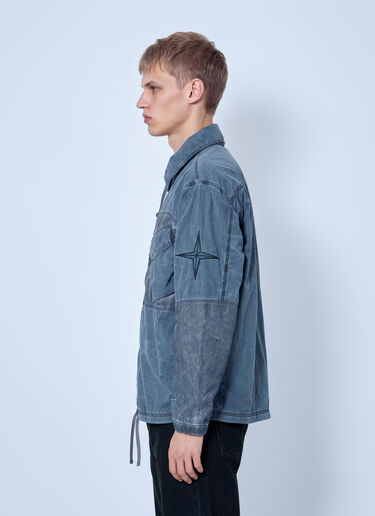 LN-CC® - Stone Island: Washed Overshirt with Drawstring Hem - Blue Stone Island Washed Overshirt with Drawstring Hem Blue sto0165070