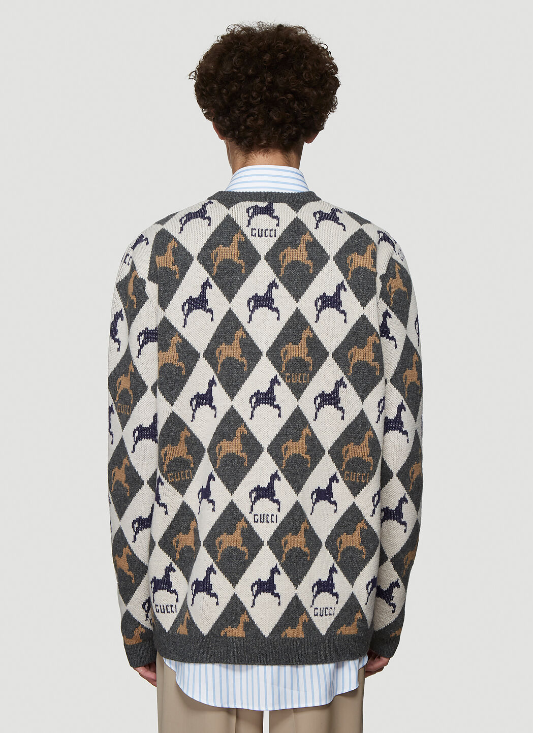 Gucci Horse Intarsia Knit Sweater in Grey LN CC