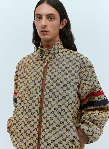 Gucci GG Cotton Canvas Zip Jacket Brown guc0153040