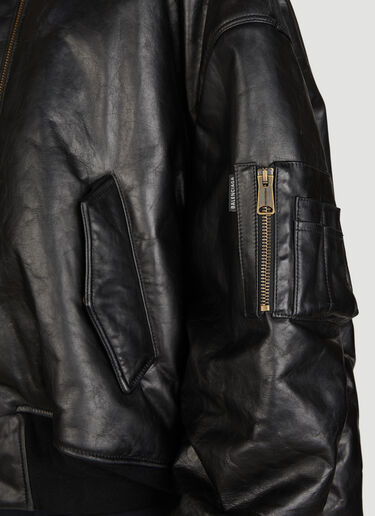 Balenciaga DIY Metal Hooded Bomber Jacket Black bal0255029