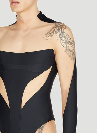 Mugler Cut Out Illusion Bodysuit Black mug0151004