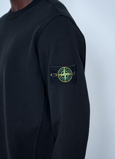 LN-CC® - Stone Island: Crewneck Sweatshirt with Logo Patch - Black Stone Island Crewneck Sweatshirt with Logo Patch Black sto0165016