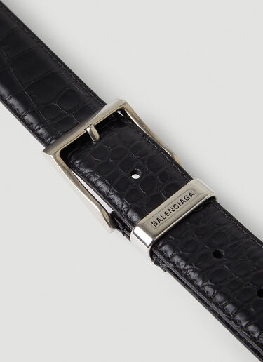 Balenciaga Rectangle Croc-Embossed Belt Black bal0145062