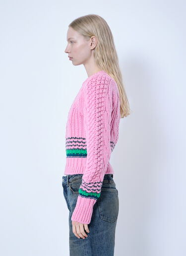 LN-CC® - Lacoste: Runway Striped Textured Wool Sweater - Pink Lacoste Runway Striped Textured Wool Sweater Pink lac0266001