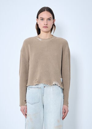 MM6 Maison Margiela Distressed Knit Sweater White mmm0259003