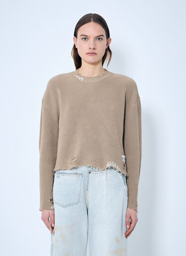 MM6 Maison Margiela ディストレス ニットセーター ベージュ mmm0259008
