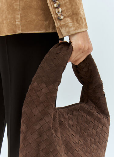 Bottega Veneta Large Hop Suede Shoulder Bag Brown bov0258019