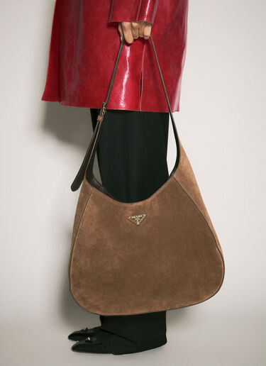 Prada Suede Crossbody Bag Brown pra0258040