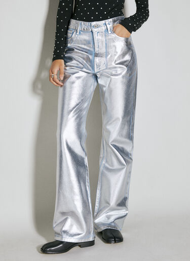 Rabanne Metallic Coated Denim Jeans Silver pac0254033