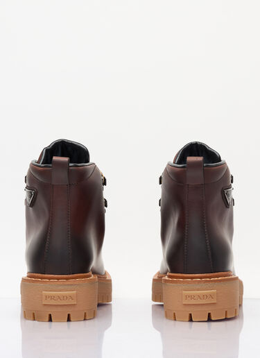 Prada Lace-Up Leather Boots Brown pra0258029