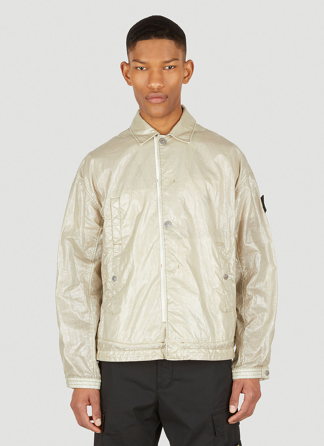 Stone Island Men s Coach Compass Patch Jacket in Beige LN CC