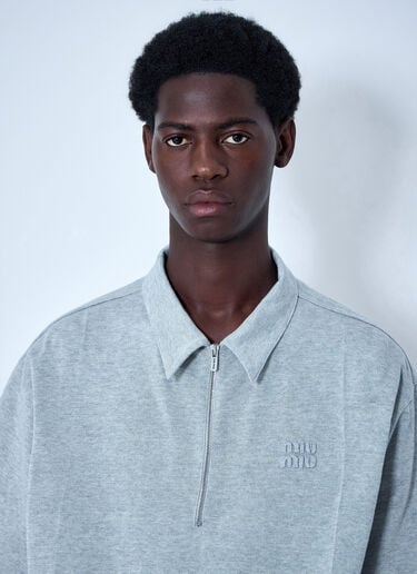 Miu Miu Half-Zip Polo Shirt Grey miu0164031