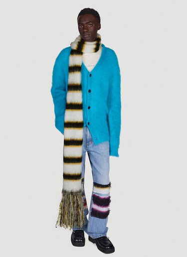 Marni Fuzzy Stripe Scarf White mni0149018