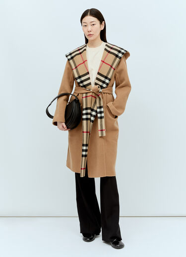 Burberry 羊毛裹身大衣 棕色 bur0255020