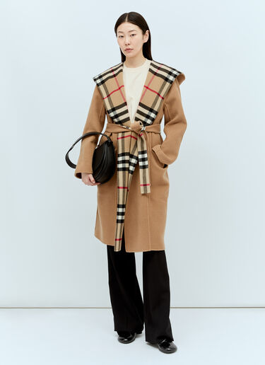 Wool Wrap Coat Burberry Wool Wrap Coat Brown bur0255020