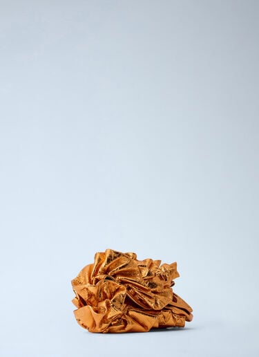 Dries Van Noten Ruffled Crinkled Leather Clutch Bag Gold dvn0263021