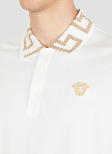 Versace Greca Collar Polo Shirt White ver0149013