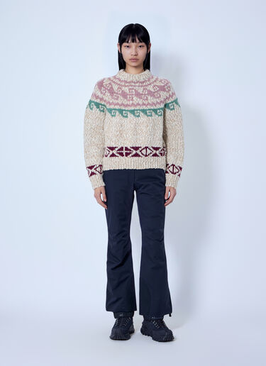 LN-CC® - Moncler Grenoble: Geometric Jacquard Wool Blend Jumper - Beige Moncler Grenoble Geometric Jacquard Wool Blend Jumper Beige mog0265013