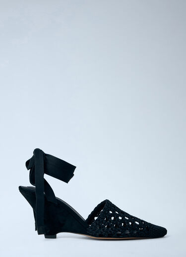 Jacquemus Woven Wedge Sandals Black jac0264036