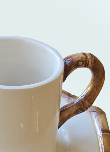 Les-Ottomans Set Of Two Bamboo Coffee Cups And Saucers White wps0691541