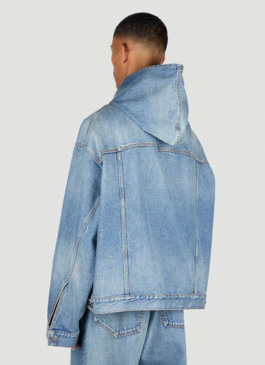 Balenciaga Hooded Denim Jacket Blue bal0150022