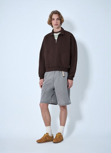 Brain Dead Half-Zip Collared Sweatshirt Brown bra0164006