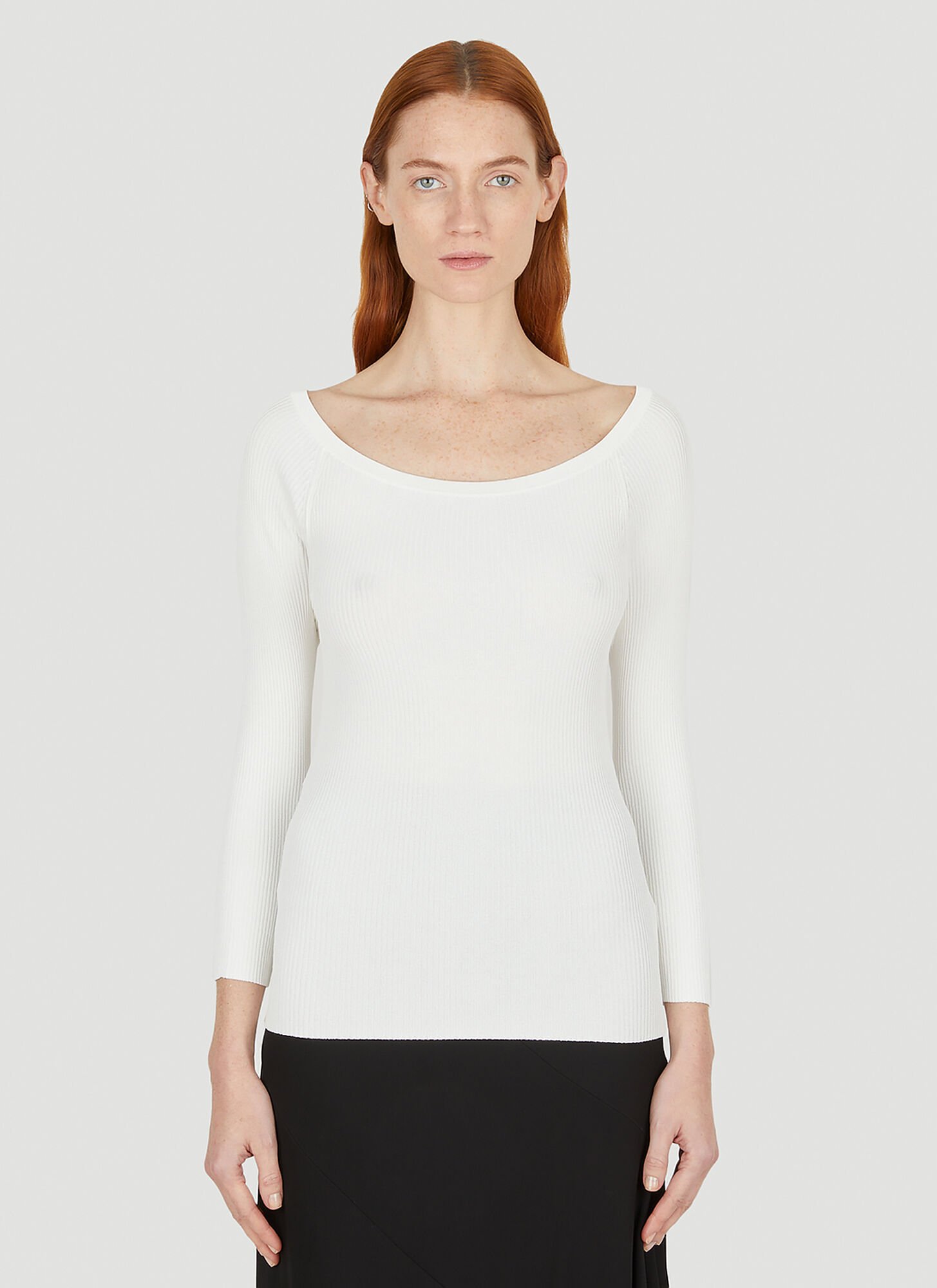 Max Mara Womens White Saturno Boat-neck Knitted Top