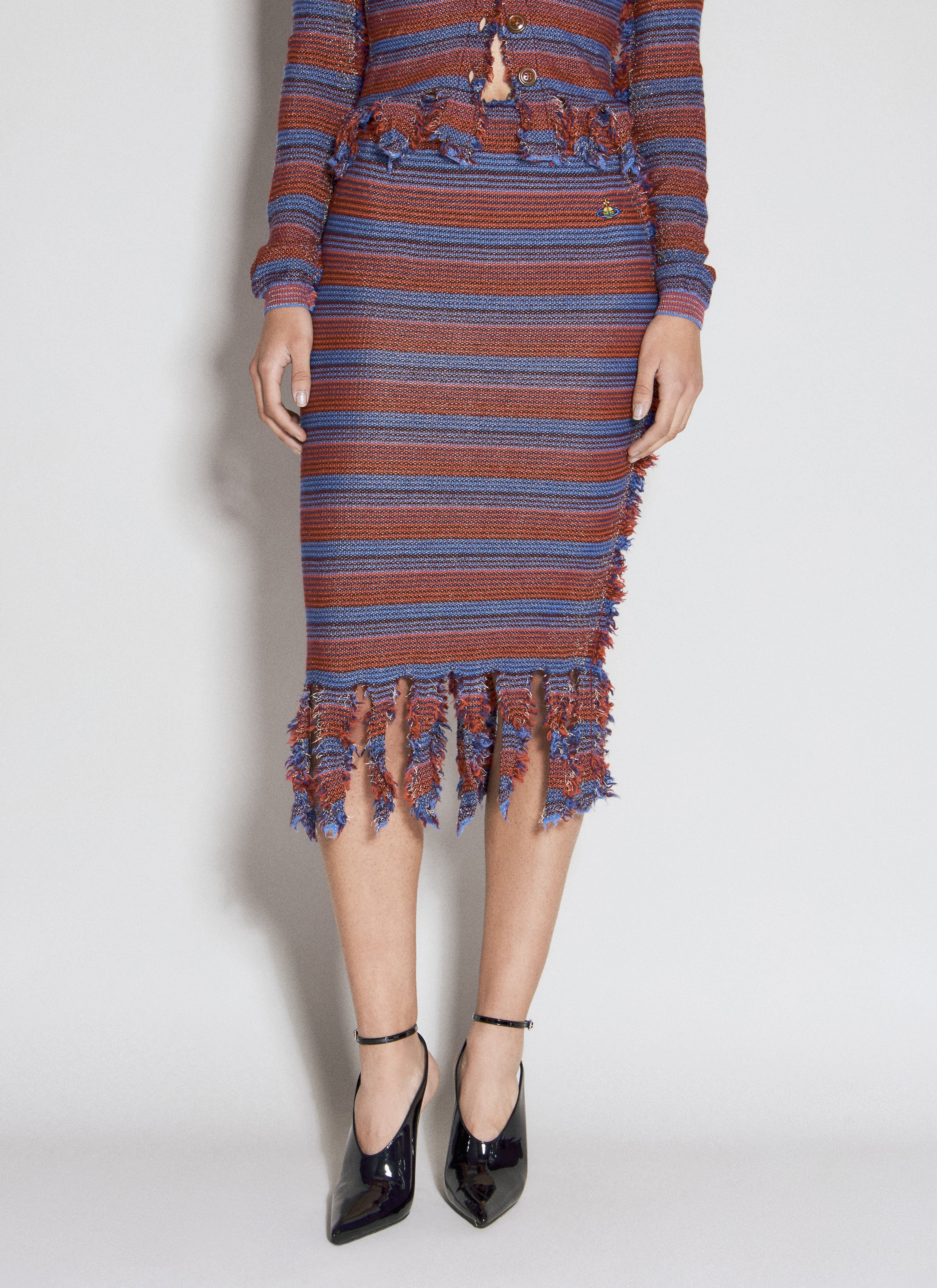 Vivienne Westwood 条纹间断线迹针织中长半裙  灰色 vvw0256025