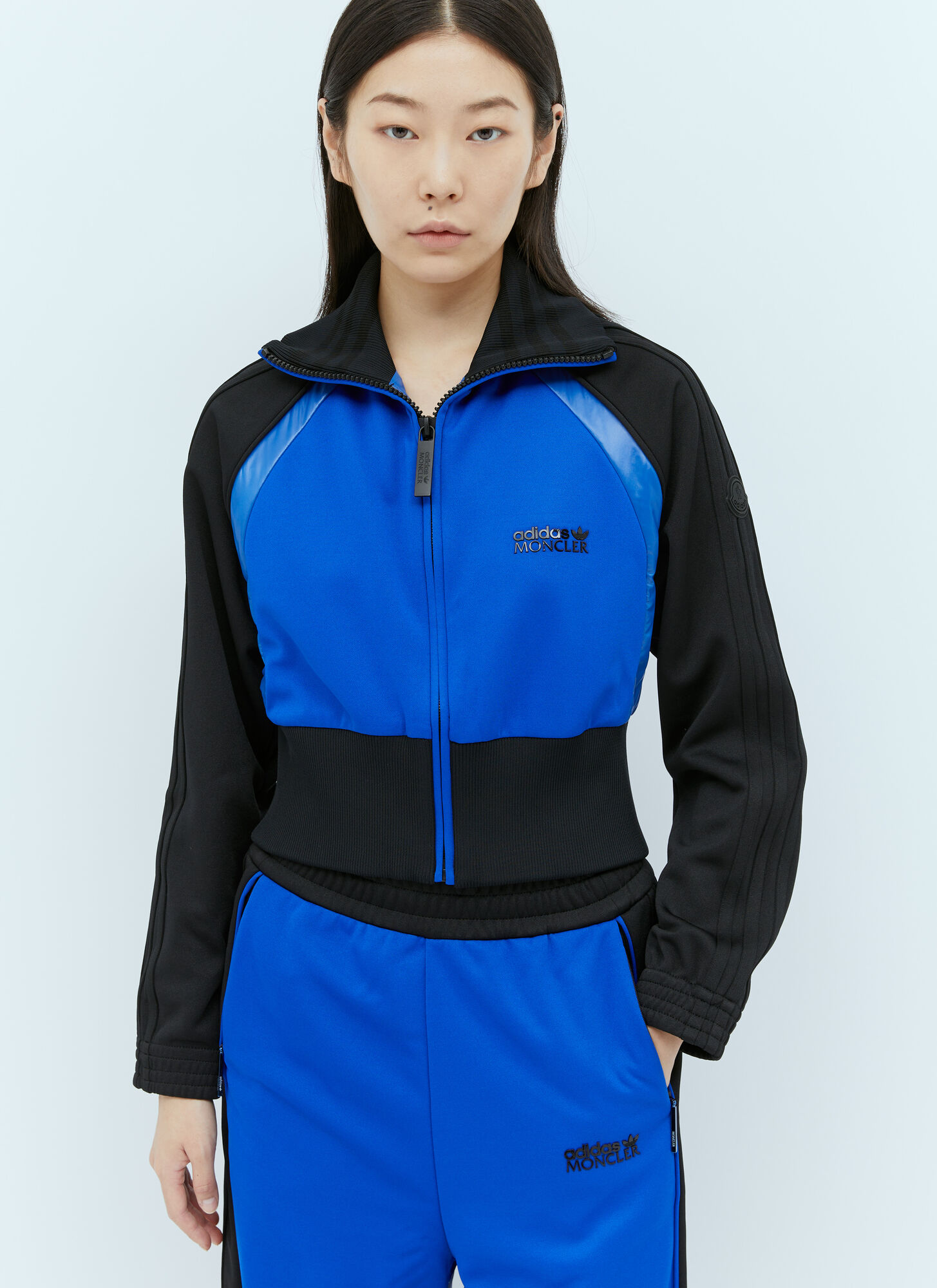 Moncler X Adidas Originals Zip Up Cropped Cardigan In Blue