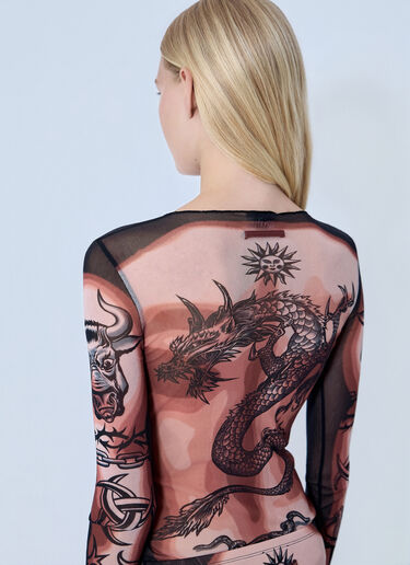 Jean Paul Gaultier Re-Edition Safe Sex Tattoo Longsleeve Top Brown jpg0264025