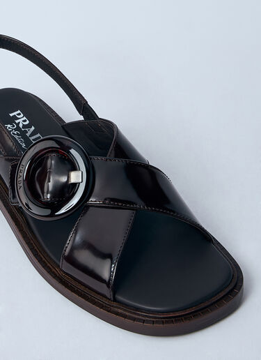 Prada Brushed Leather Sandals Brown pra0260062