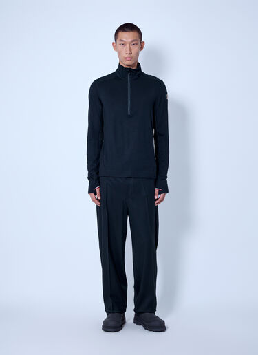 LN-CC® - Moncler Grenoble: Knit Half-Zip Polo Neck - Black Moncler Grenoble Knit Half-Zip Polo Neck Black mog0165005