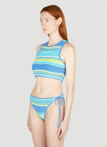 GANNI Crochet Racerback Bikini Top Blue gan0252031
