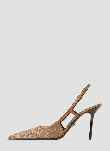 Versace Logo Sling Back High Heels Beige vrs0253030