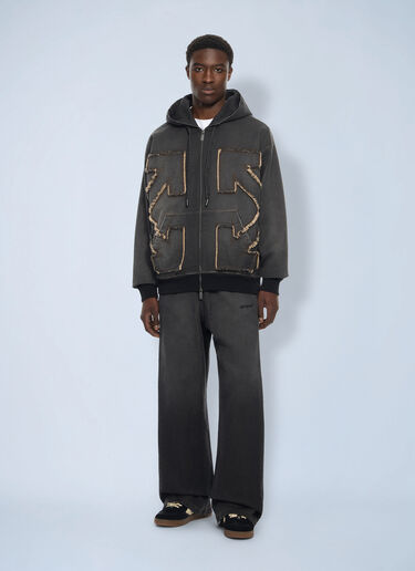 LN-CC® - Off-White: Distress Diag Slouchy Sweatpant - Black Off-White Distress Diag Slouchy Sweatpant Black ofw0164178