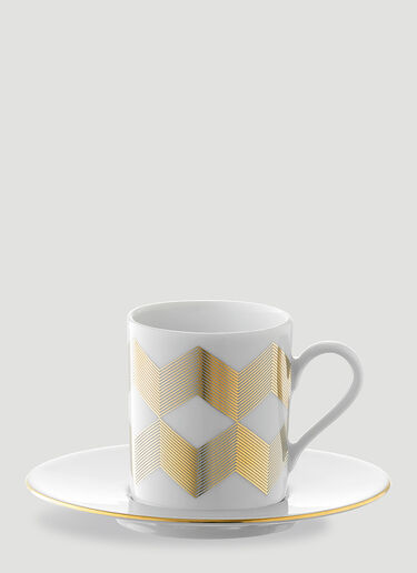 LSA International Set of Four Chevron Coffee Cup and Saucer Gold wps0644404