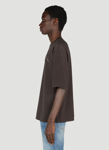 Lanvin Logo Embroidery T-Shirt Brown lnv0152008