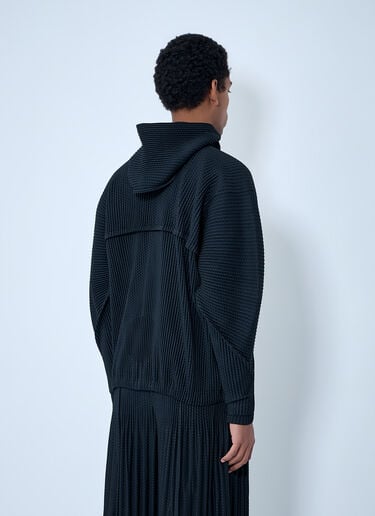 Homme Plissé Issey Miyake Pleated Zip-Up Hooded Sweater Black hmp0163006
