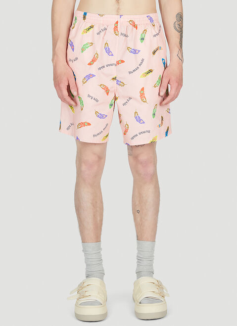Human Made Feather Print Shorts Khaki hmd0152006