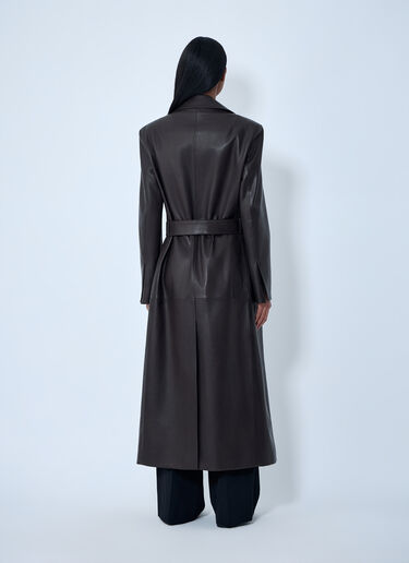 The Row Raisa Leather Coat Dark Brown row0263012