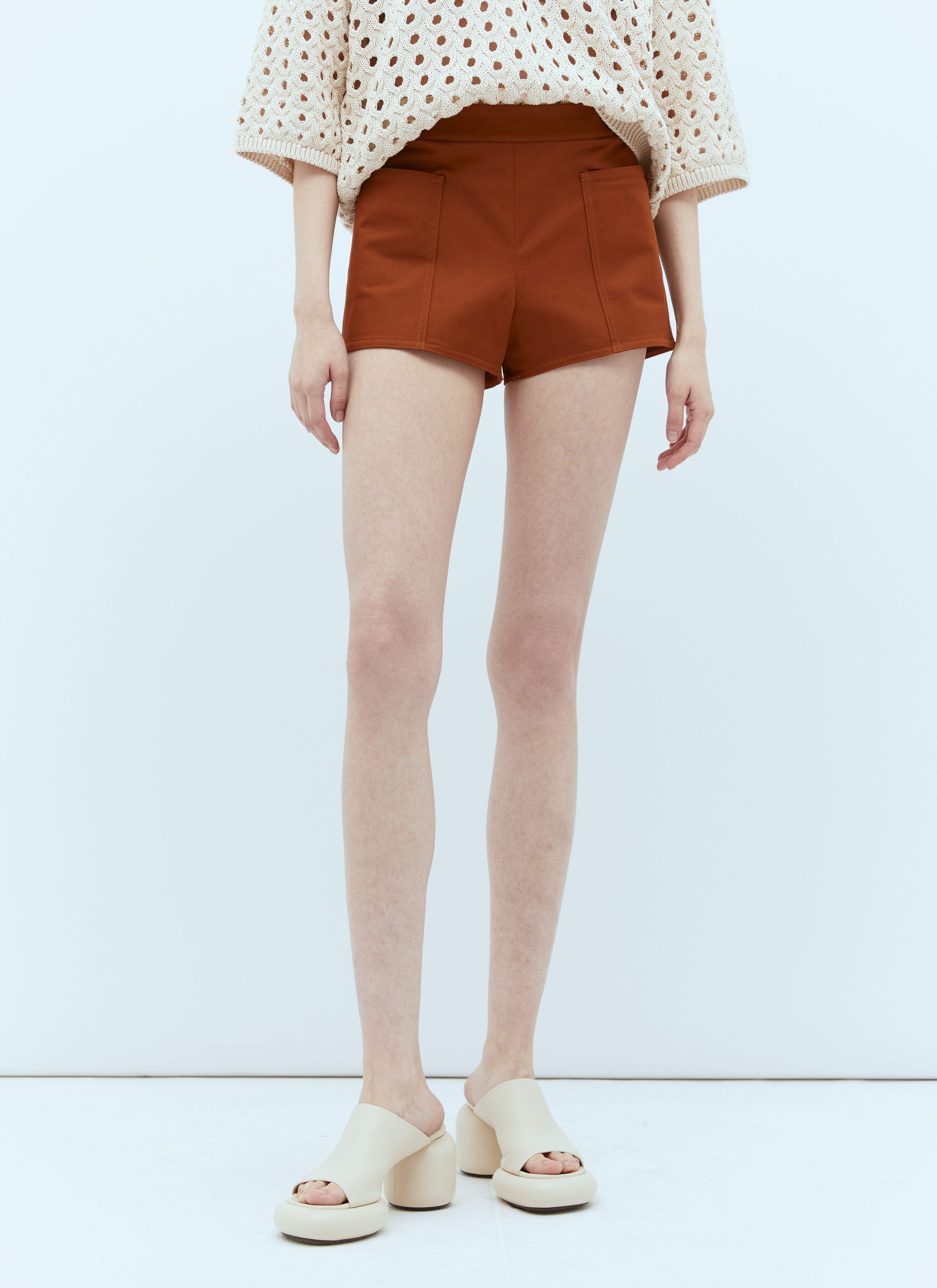 Max Mara Gabardine Mini Shorts Brown max0256006