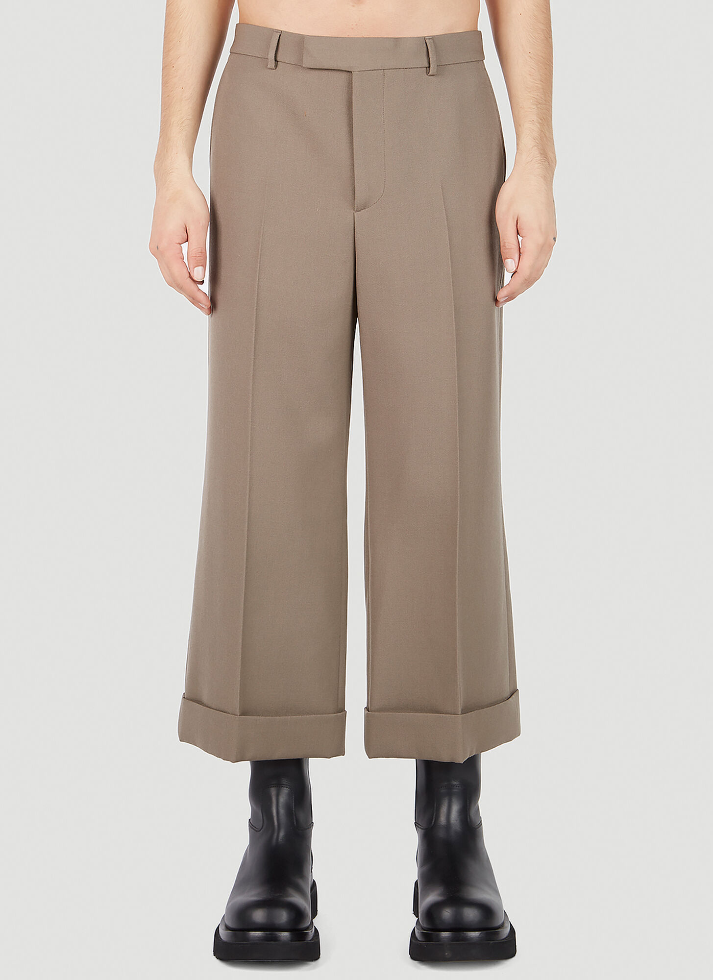 Gucci Textured Gabardine Cropped Pant In Grey