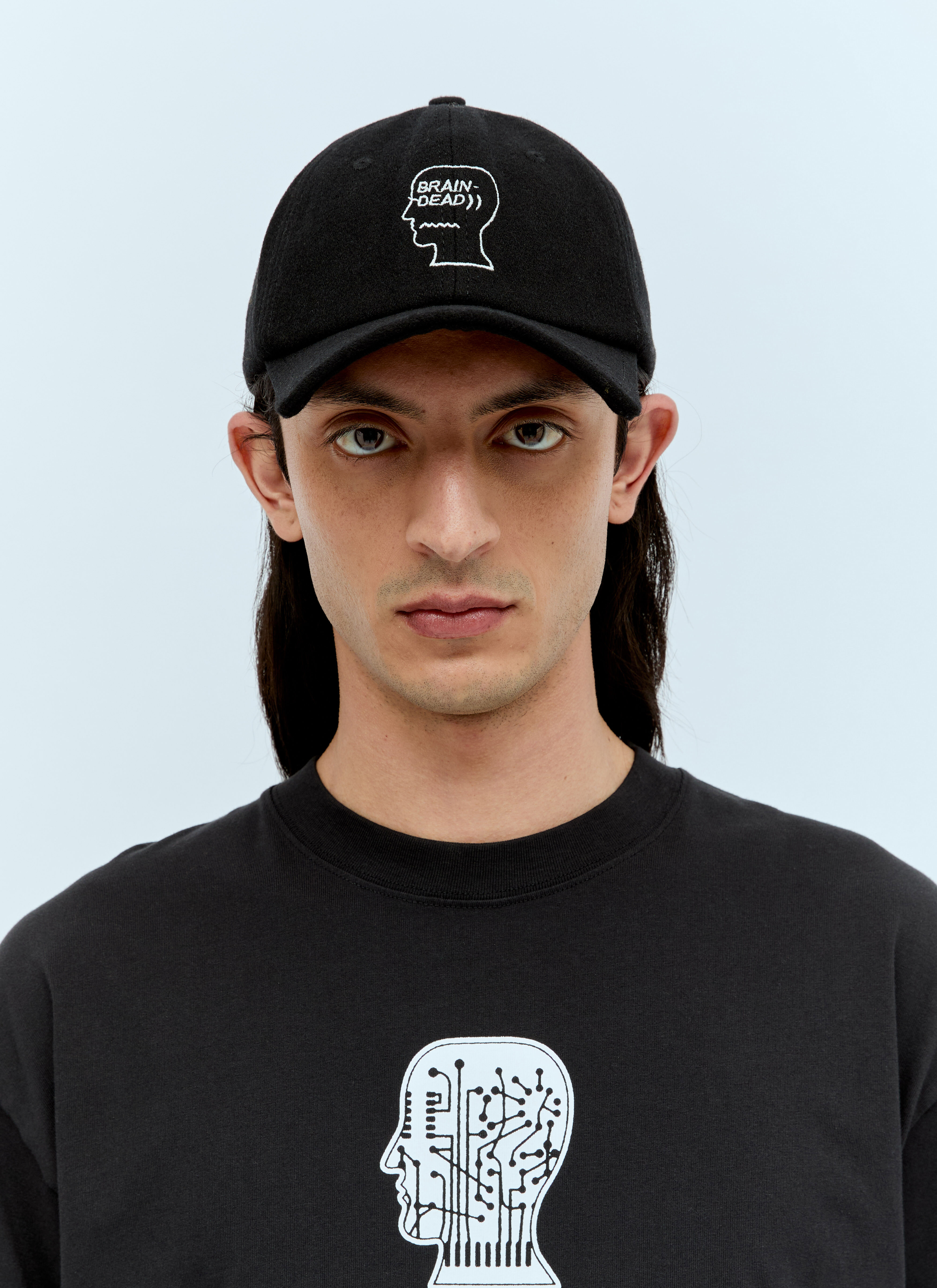 Brain Dead Men's' Batwing Logohead Baseball Cap in Black